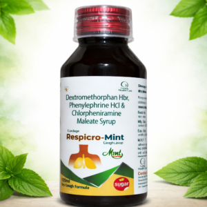 Respicor-Mint Cough Syrup 100ml | Dextromethorphan HBr, Phenylephrine HCl & Chlorpheniramine Maleate | Cold & Dry Cough Relief